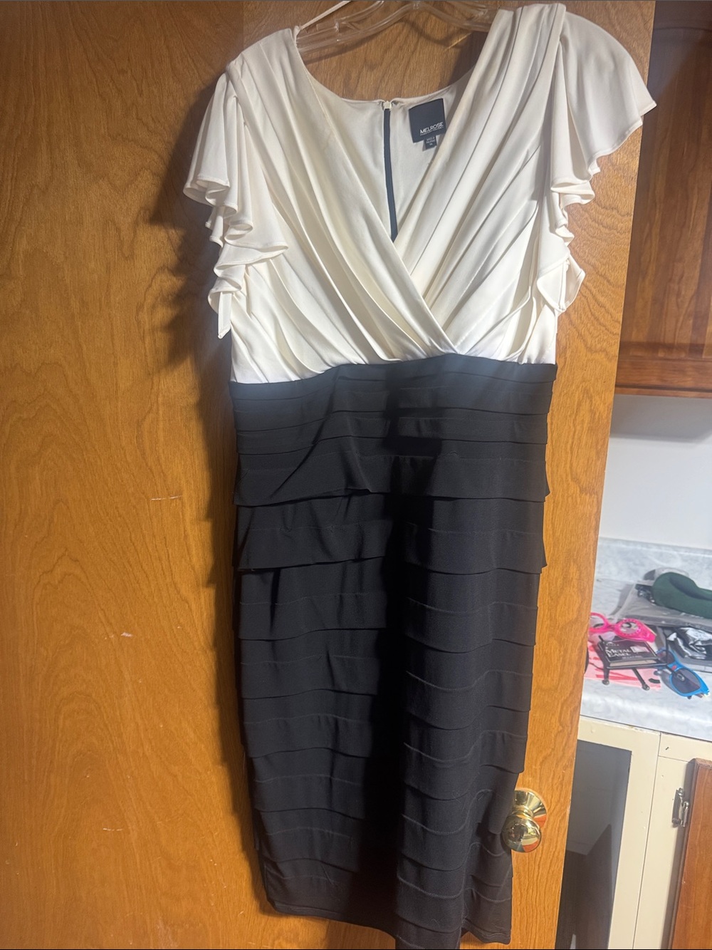 Michelle Dress - Ivory Top with Black Tiered Skirt